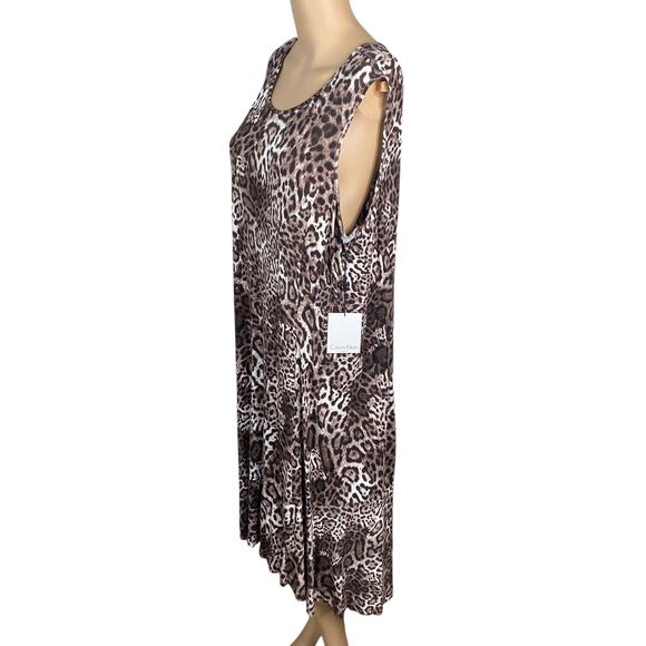 Calvin Klein NWT Leopard Print Sleeveless Jersey Hi-Low Sundress SZ 16W - Picture 2 of 9